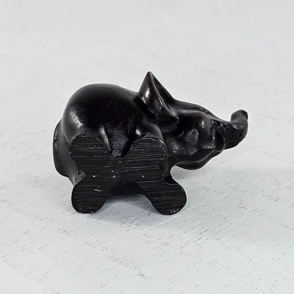 Miniature Carved Lucky Elephant Figurine Trunk Up - Picture 7 of 9